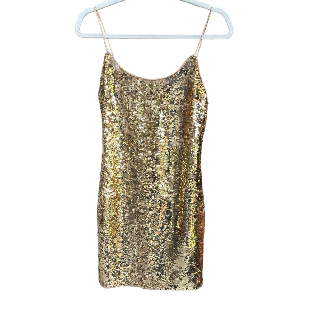 Alice + Olivia Gold Sequin Mini Dress